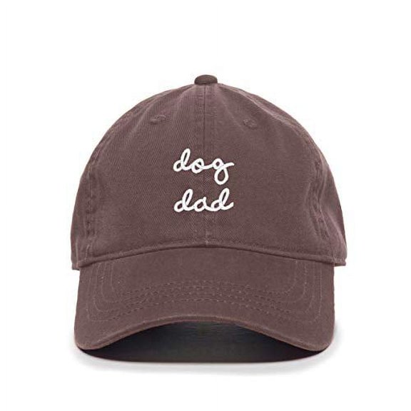 Tech Design Dog Dad Baseball Cap Embroidered Cotton Adjustable Dad Hat Brown