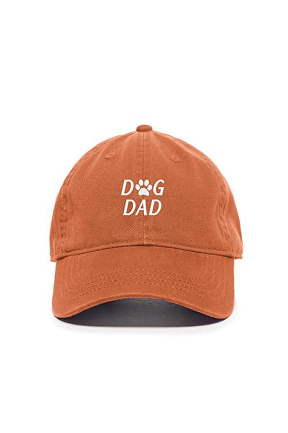 Dog Dad Baseball Cap Embroidered Cotton Adjustable Dad Hat Orange