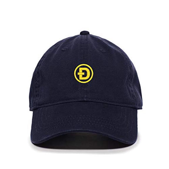 Tech Design Dogecoin D Baseball Cap Embroidered Cotton Adjustable Dad Hat Navy