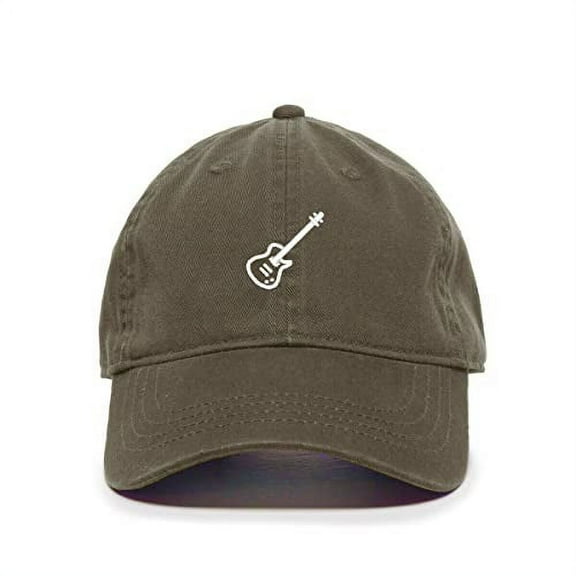 Tech Design Electric Guitar Baseball Cap Embroidered Cotton Adjustable Dad Hat Olive