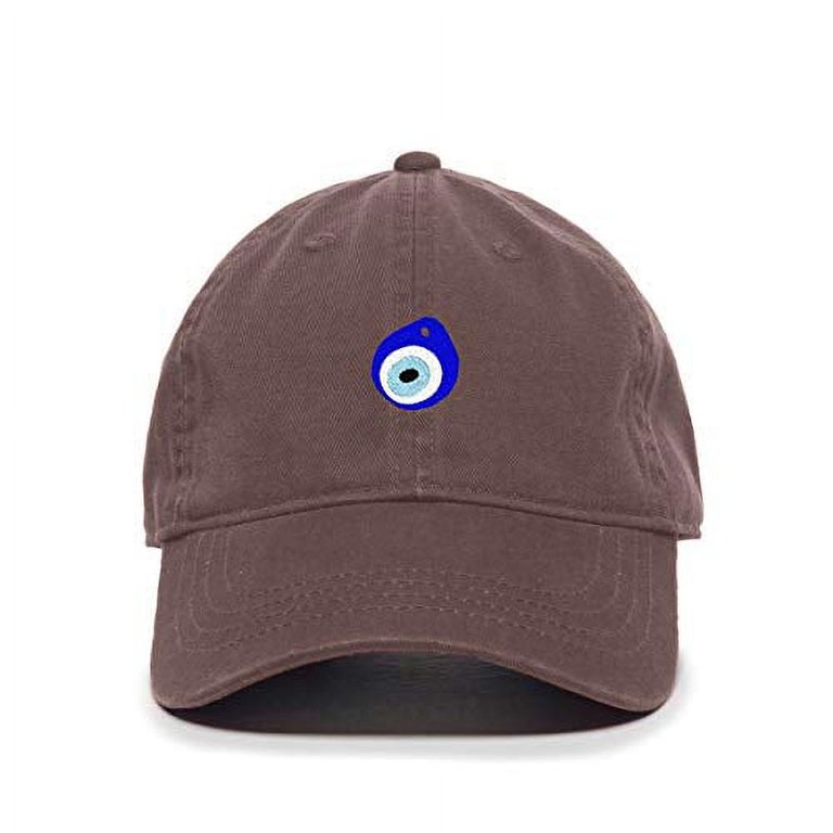 New Custom Designed Beige Distressed Baseball Cap with Evil Eye, Adjustable. Beige Evil EYE Embroidered Baseball Cap, Positive Energy 100  main image 2