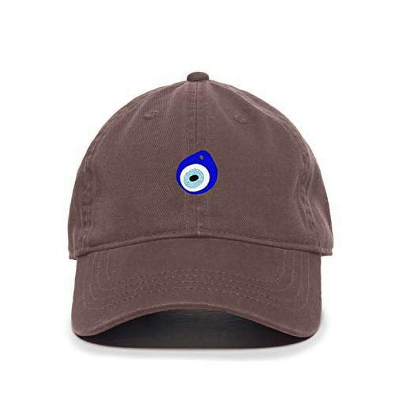 Tech Design Evil Eye Baseball Cap Embroidered Cotton Adjustable Dad Hat Brown