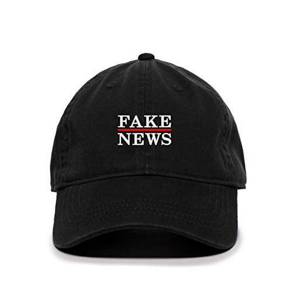 Tech Design Fake News Baseball Cap Embroidered Cotton Adjustable Dad Hat Black