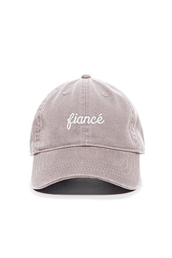Fiance Baseball Cap Embroidered Cotton Adjustable Dad Hat Light Grey