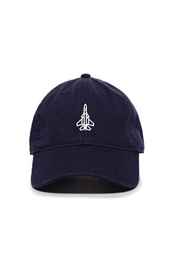 Fighter Plane Baseball Cap Embroidered Cotton Adjustable Dad Hat Navy