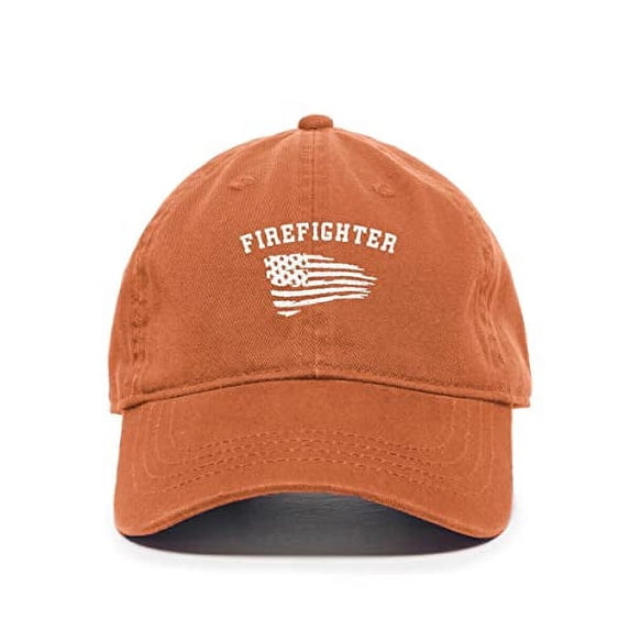 Tech Design Fire Fighter Baseball Cap Embroidered Cotton Adjustable Dad Hat Orange