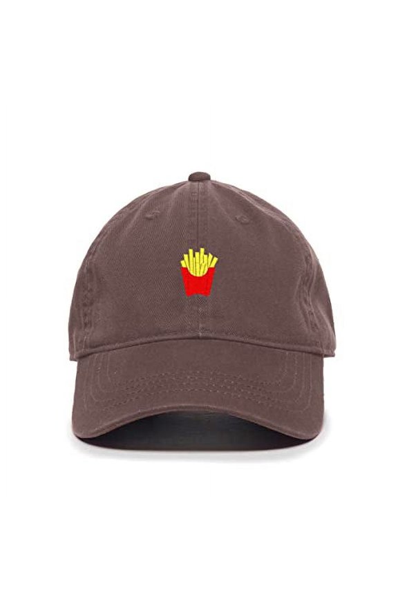 French Fries Baseball Cap Embroidered Cotton Adjustable Dad Hat Brown