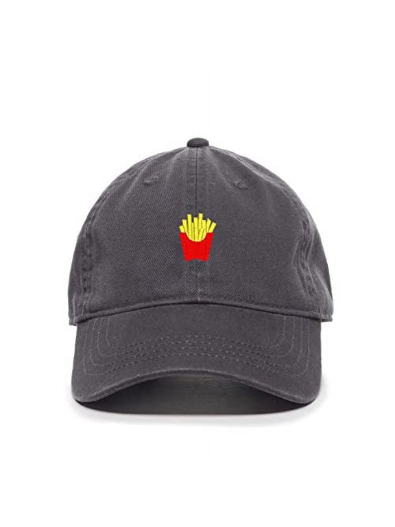 French Fries Baseball Cap Embroidered Cotton Adjustable Dad Hat Charcoal
