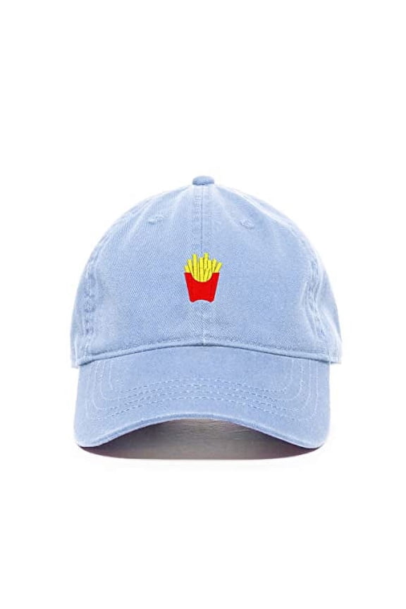 French Fries Baseball Cap Embroidered Cotton Adjustable Dad Hat Light Blue