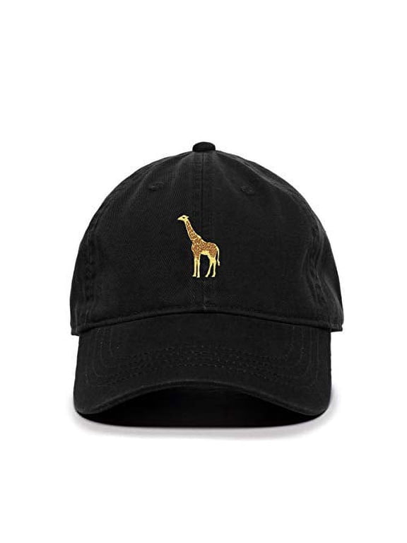 Giraffe Baseball Cap Embroidered Cotton Adjustable Dad Hat Black