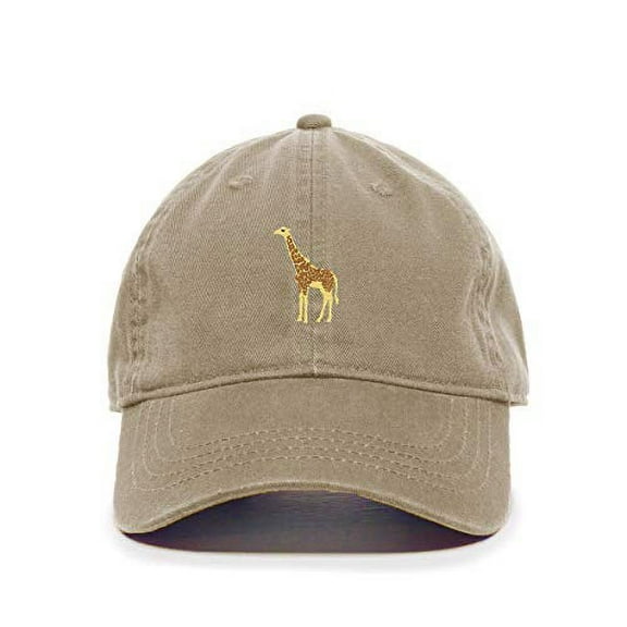 Tech Design Giraffe Baseball Cap Embroidered Cotton Adjustable Dad Hat Khaki