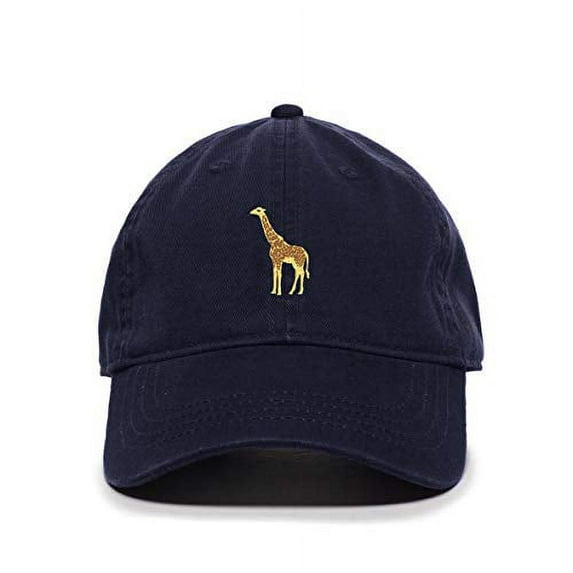 Tech Design Giraffe Baseball Cap Embroidered Cotton Adjustable Dad Hat Navy