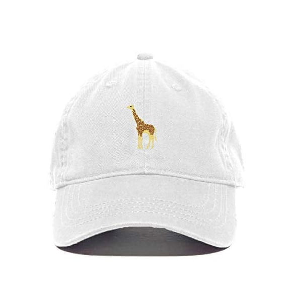 Tech Design Giraffe Baseball Cap Embroidered Cotton Adjustable Dad Hat White