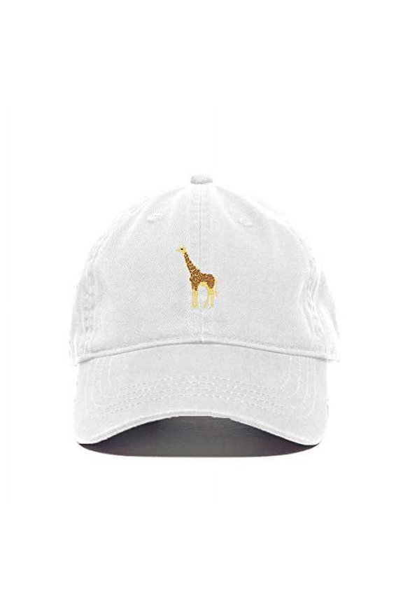Giraffe Baseball Cap Embroidered Cotton Adjustable Dad Hat White