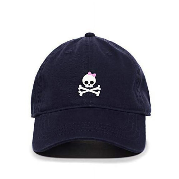 Tech Design Girl Skull Baseball Cap Embroidered Cotton Adjustable Dad Hat Navy