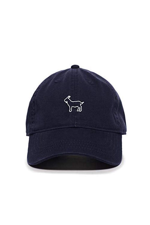Goat Baseball Cap Embroidered Cotton Adjustable Dad Hat Navy