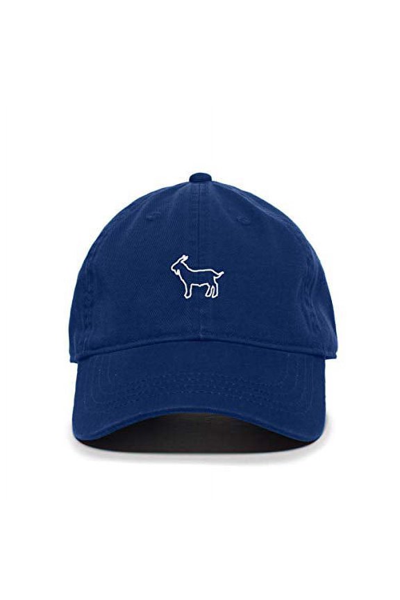 Goat Baseball Cap Embroidered Cotton Adjustable Dad Hat Royal Blue