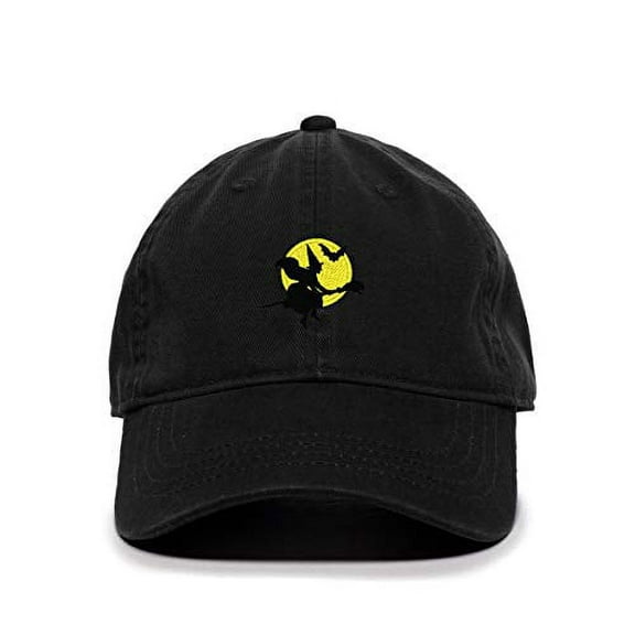 Tech Design Halloween Witch Baseball Cap Embroidered Cotton Adjustable Dad Hat Black