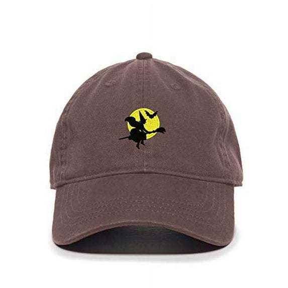 Tech Design Halloween Witch Baseball Cap Embroidered Cotton Adjustable Dad Hat Brown