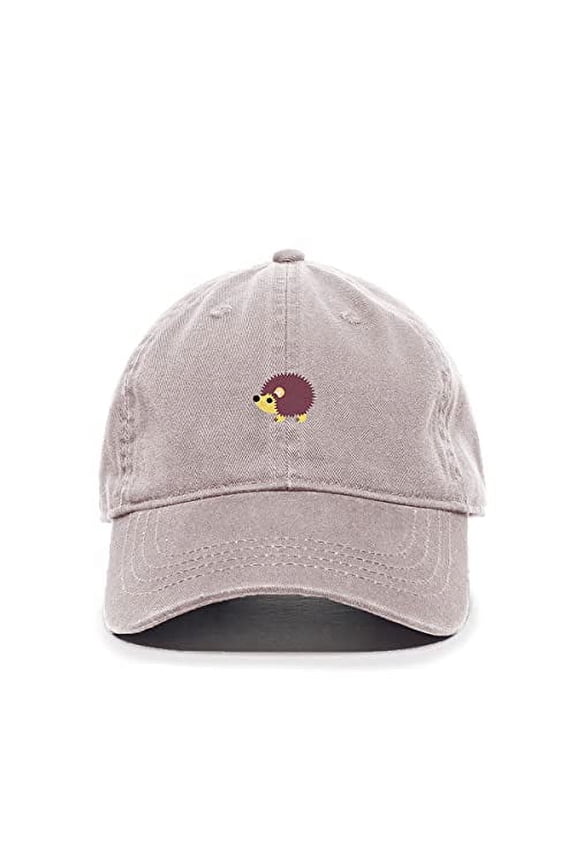 Hedgehog Baseball Cap Embroidered Cotton Adjustable Dad Hat Light Grey