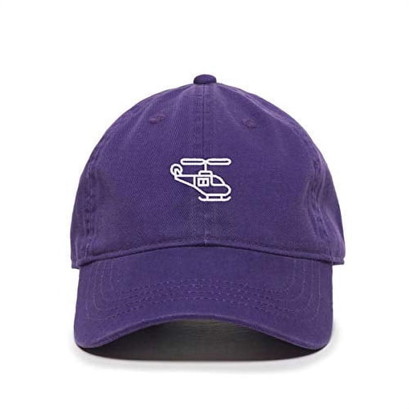 Tech Design Helicopter Baseball Cap Embroidered Cotton Adjustable Dad Hat Purple