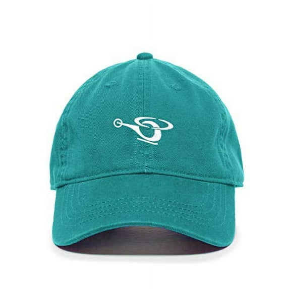 Tech Design Helicopter Baseball Cap Embroidered Cotton Adjustable Dad Hat Teal