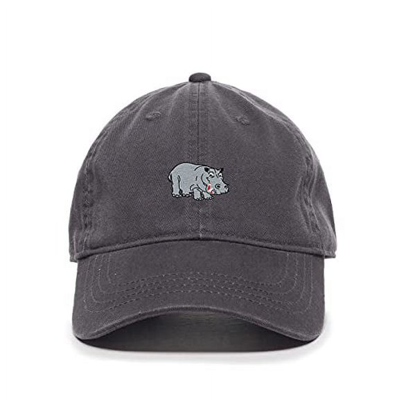 Tech Design Hippopotamus Baseball Cap Embroidered Cotton Adjustable Dad Hat Charcoal