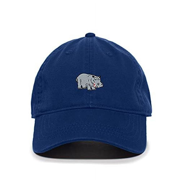 Tech Design Hippopotamus Baseball Cap Embroidered Cotton Adjustable Dad Hat Royal Blue