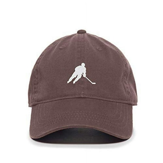 Tech Design Hockey Player Baseball Cap Embroidered Cotton Adjustable Dad Hat Brown