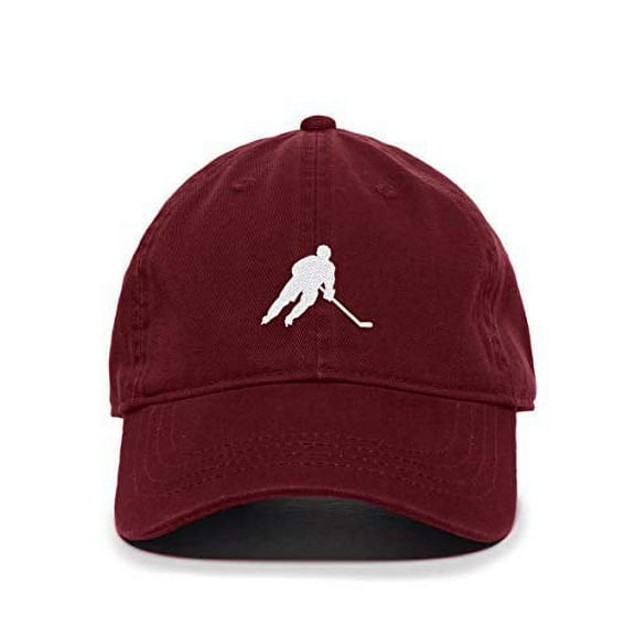 Tech Design Hockey Player Baseball Cap Embroidered Cotton Adjustable Dad Hat Burgundy