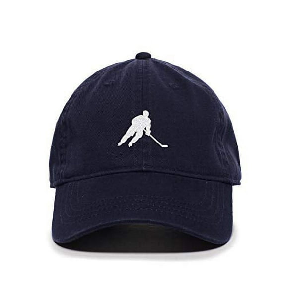 Tech Design Hockey Player Baseball Cap Embroidered Cotton Adjustable Dad Hat Navy