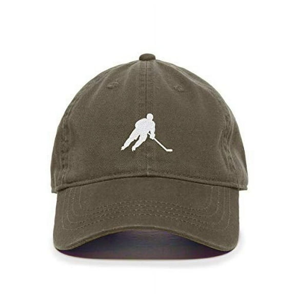 Tech Design Hockey Player Baseball Cap Embroidered Cotton Adjustable Dad Hat Olive