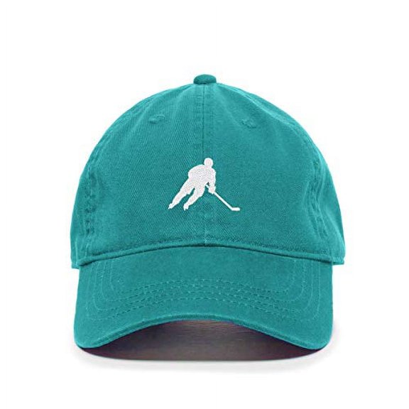 Tech Design Hockey Player Baseball Cap Embroidered Cotton Adjustable Dad Hat Teal