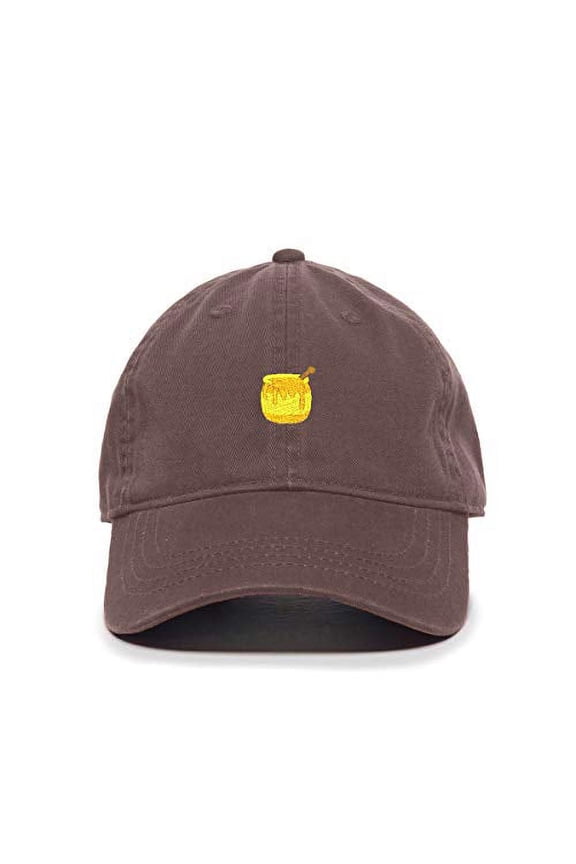 Honey Pot Baseball Cap Embroidered Cotton Adjustable Dad Hat Brown