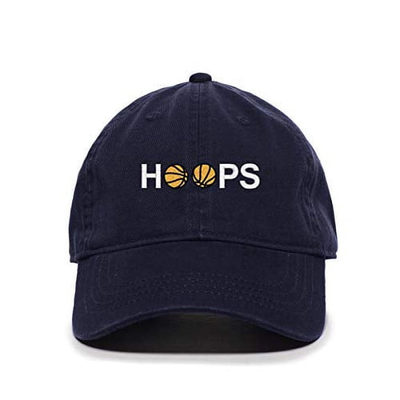 Tech Design Hoops Basketball Baseball Cap Embroidered Cotton Adjustable Dad Hat Navy