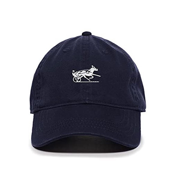 Tech Design Horse Racing Baseball Cap Embroidered Cotton Adjustable Dad Hat Navy
