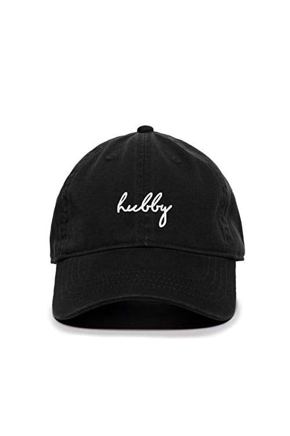 Hubby Baseball Cap Embroidered Cotton Adjustable Dad Hat Black