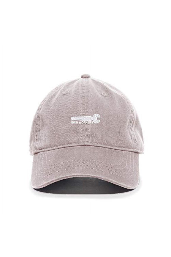Iron Workers Baseball Cap Embroidered Cotton Adjustable Dad Hat Light Grey