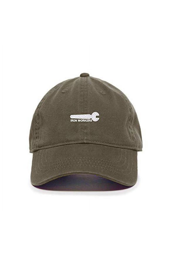 Iron Workers Baseball Cap Embroidered Cotton Adjustable Dad Hat Olive
