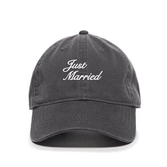 Tech Design Just Married Baseball Cap Embroidered Cotton Adjustable Dad Hat Charcoal