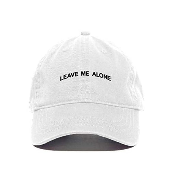 Tech Design Leave Me Alone Baseball Cap Embroidered Cotton Adjustable Dad Hat White