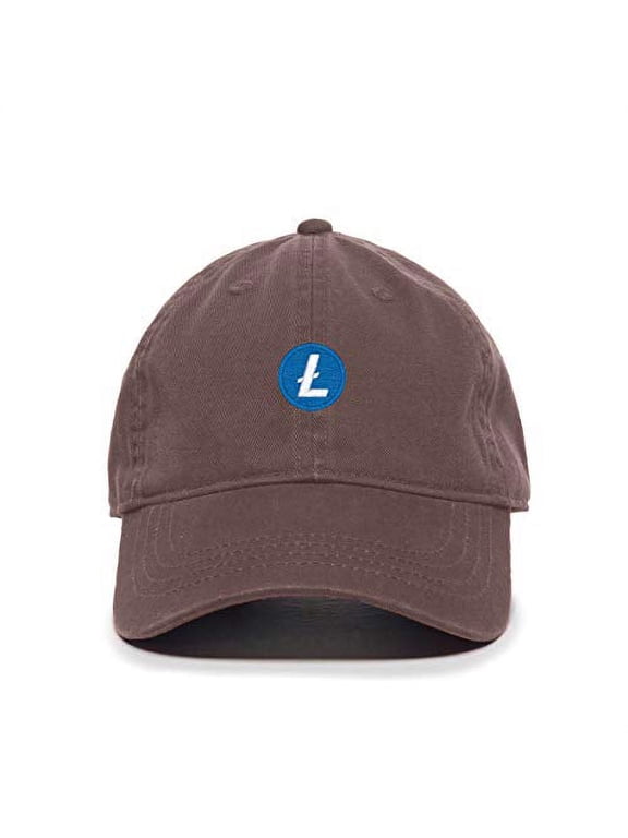 Litecoin Cryptocurrency Baseball Cap Embroidered Cotton Adjustable Dad Hat Brown