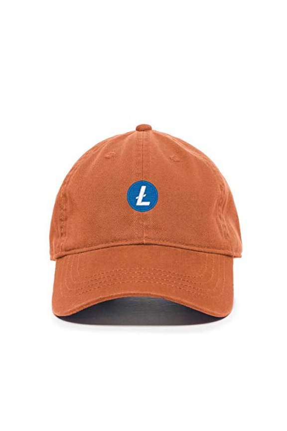 Litecoin Cryptocurrency Baseball Cap Embroidered Cotton Adjustable Dad Hat Orange
