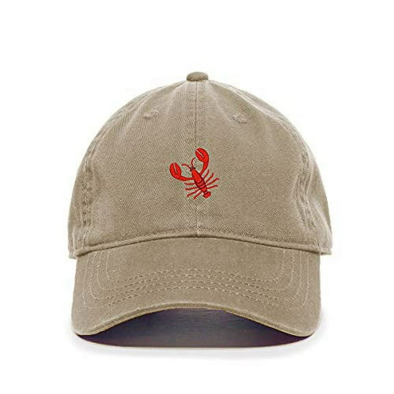 Tech Design Lobster Baseball Cap Embroidered Cotton Adjustable Dad Hat Khaki