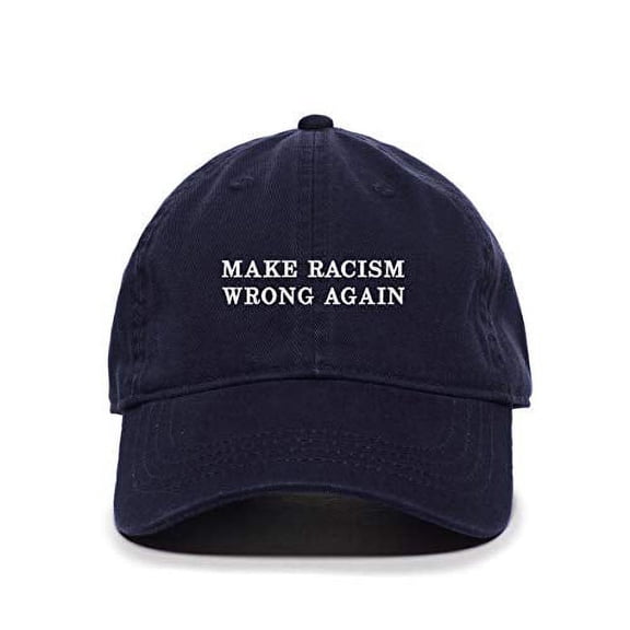 Tech Design Make Racism Wrong Again Baseball Cap Embroidered Cotton Adjustable Dad Hat Navy