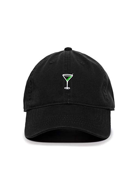 Martini Glass with Olive Baseball Cap Embroidered Cotton Adjustable Dad Hat