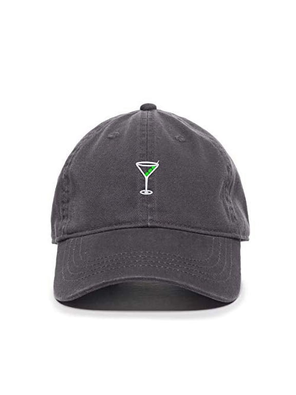 Martini Glass with Olive Baseball Cap Embroidered Cotton Adjustable Dad Hat
