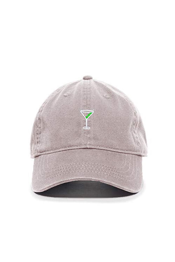 Martini Glass with Olive Baseball Cap Embroidered Cotton Adjustable Dad Hat