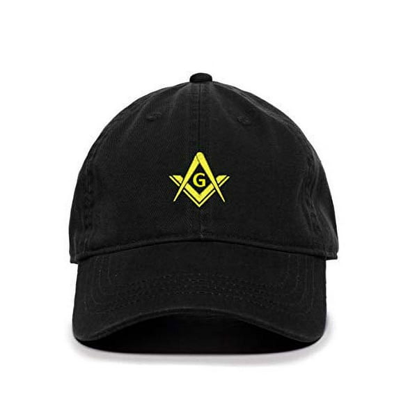 Tech Design Masonic Symbol Baseball Cap Embroidered Cotton Adjustable Dad Hat Black