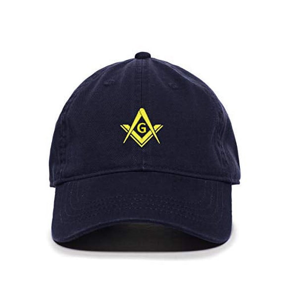Tech Design Masonic Symbol Baseball Cap Embroidered Cotton Adjustable Dad Hat Navy